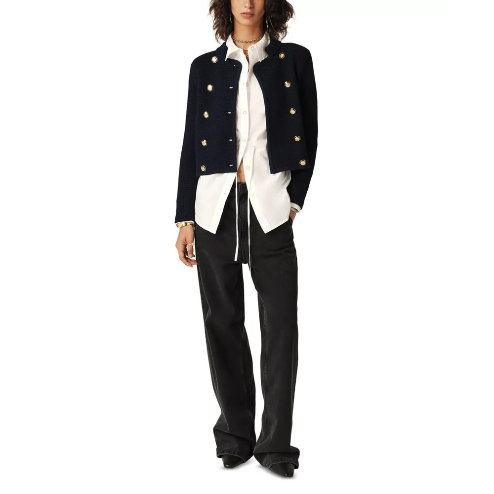 Ba&sh Womens Louman Cardigan in Navy Marine Size 2 - Picture 2 of 10